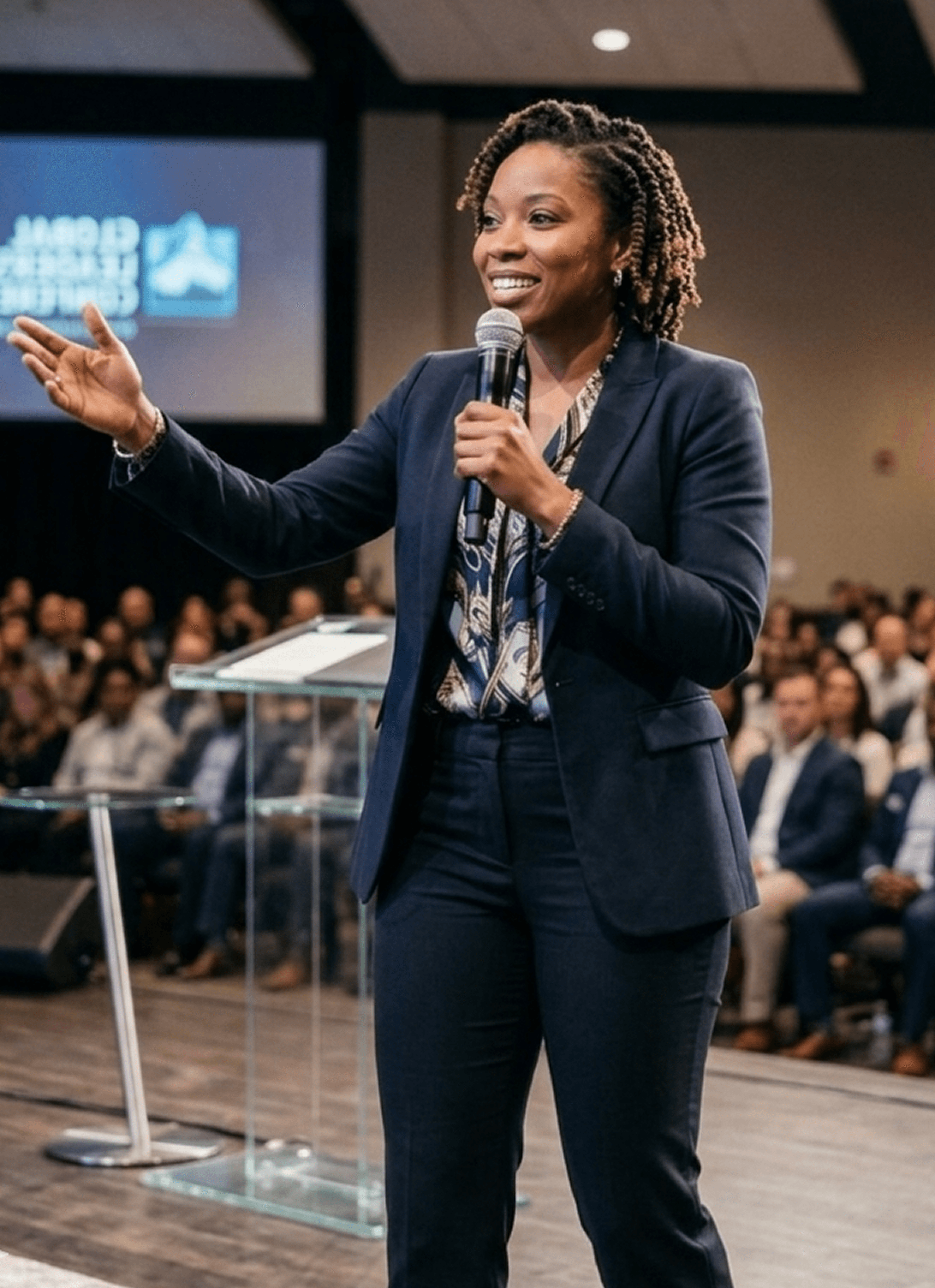 Speaker presenting at conference